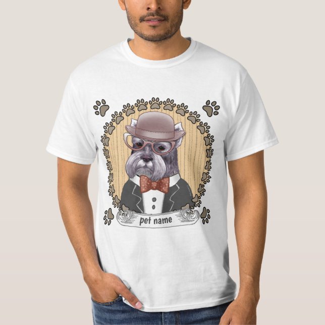 T-shirt Schnauzer portant des lunettes (Devant)