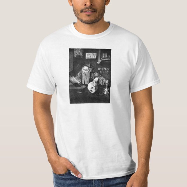 T-shirt Scholar et crâne humain : Cogita Mori (Devant)