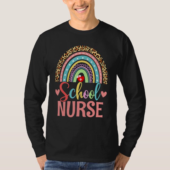 T-shirt School Nurse Boho Rainbow Leopard Nurse Week 2022  (Devant)