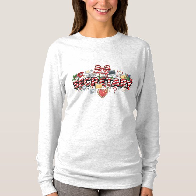 T-shirt School Secretary Christmas Long Sleeve (Devant)