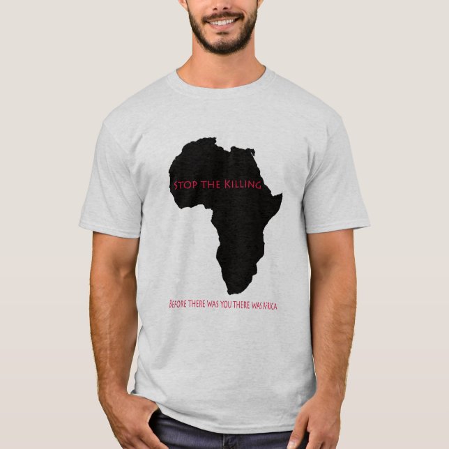 T - Shirt-    schwarzer Afrika-Halt die Tötung T-Shirt (Vorderseite)