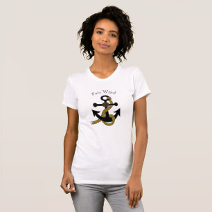 T - Shirt - Schwarzer Anker mit Schiffsname