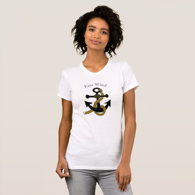 T - Shirt - Schwarzer Anker mit Schiffsname (Vorne ganz)