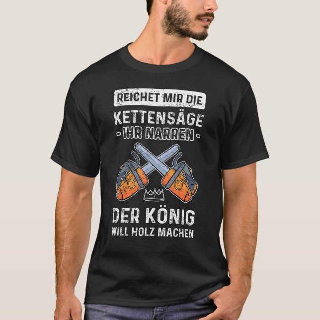 T-shirt Scie à tronçonneuse Forêt bois de chauffage (Devant)