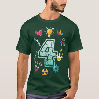 T-shirt Science 4 ans Anniversaire École Fête Scientifi