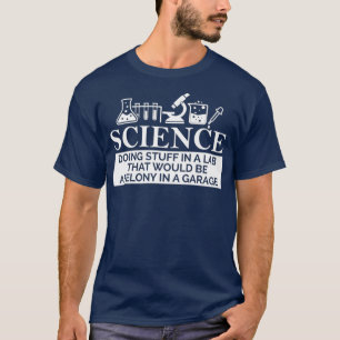 T-shirt SCIENCE dans un félin de laboratoire dans un garag