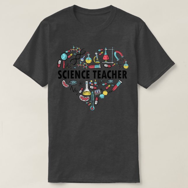 T-shirt Science Enseignant Coeur Fier Science I Love Scien (Design devant)