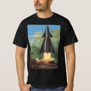T-shirt Science-fiction vintage, fusée décollant de la Ter