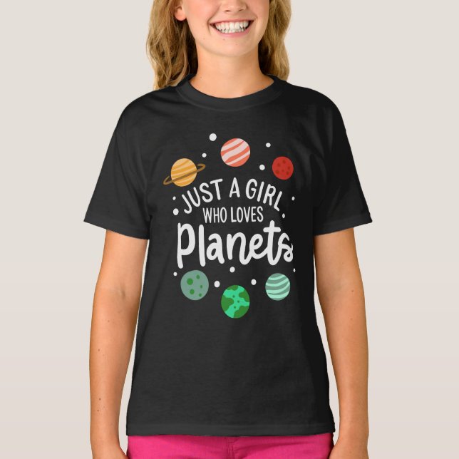 T-shirt Science Nerd fille spatiale qui aime les planètes (Devant)