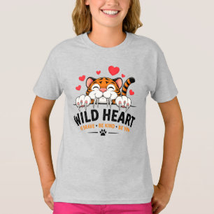 T-shirt scolaire pour enfants Wild Heart Cat Kids 