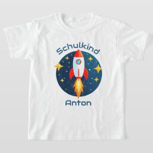 T-shirt Scolarisation - fusée étoile jaune - écolier
