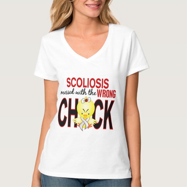 T-shirt Scoliose salie avec le poussin faux (Devant)