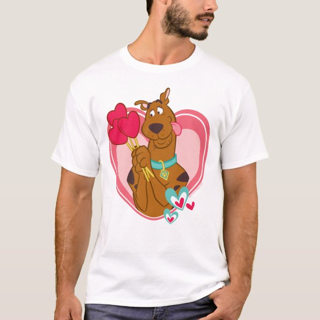 T-shirt Scooby-Doo Holding Heart Lolipops (Devant)