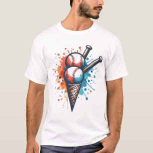 T-shirt Scoop of Baseball Fun - Vibrant Ice Cream Cone Art