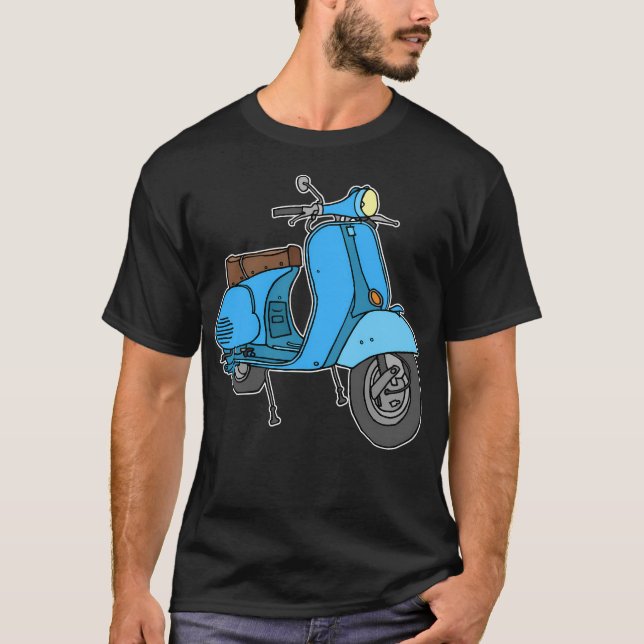 T-shirt Scooter à moteur bleu (Devant)