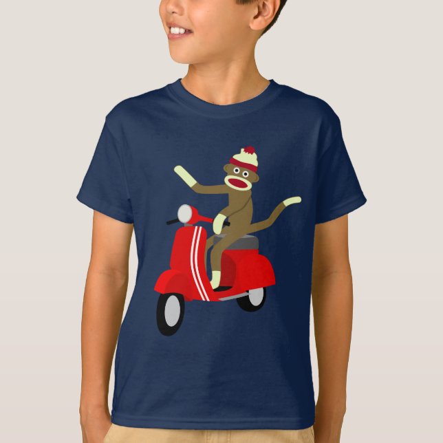 T-shirt Scooter de Vespa de singe de chaussette (Devant)