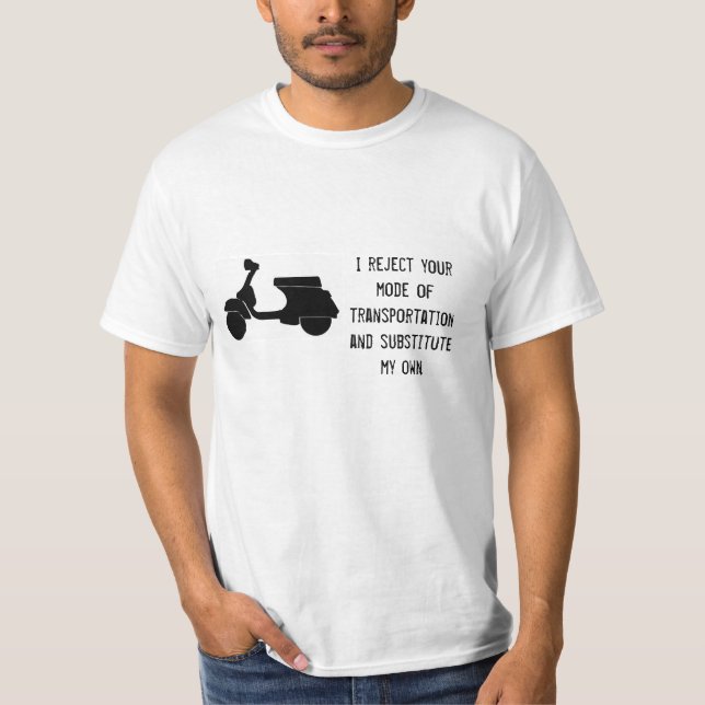 T-shirt Scooter - je rejette votre transport n'importe (Devant)