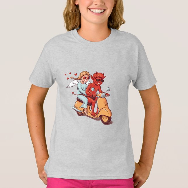 T-shirt Scooter Love – Devil & Angel Kids (Devant)