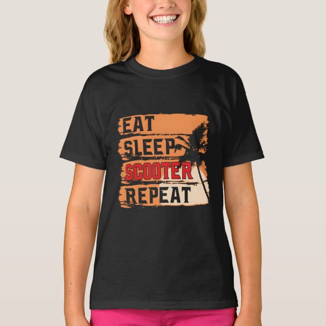 T-shirt Scooter Retro Manger Sleep Répéter Funny Scooter L (Devant)