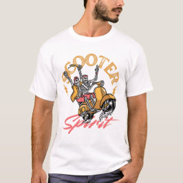 T-shirt Scooter Spirit – Retro Skeleton Rider Design
