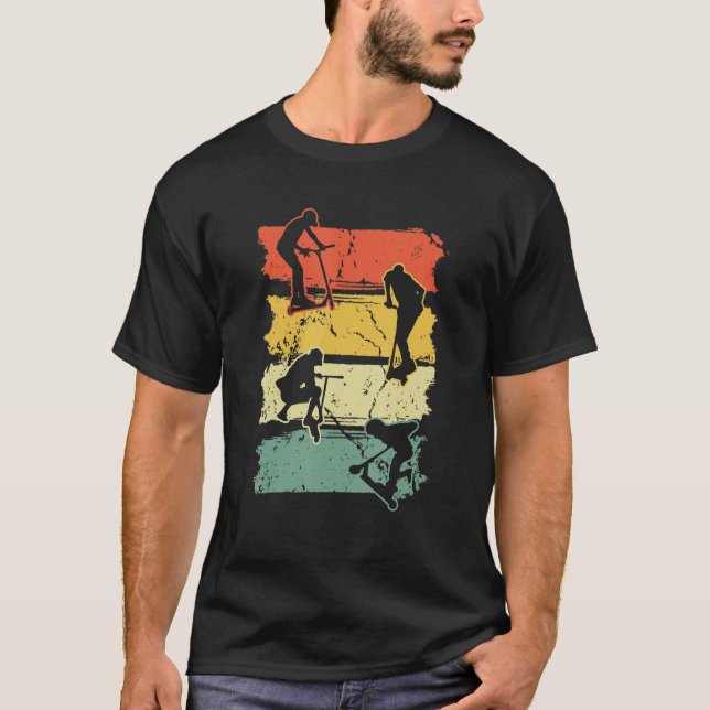 T-shirt Scooterist Retro Vintage Scooter Stunt Scooterist (Devant)