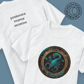 T-shirt Scorpio Aquarelle Turquoise et or Zodiac Tee homme