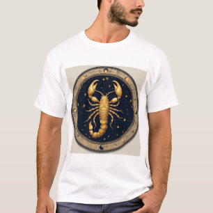 T-shirt Scorpion doré dans un cercle sur le thème du zodia