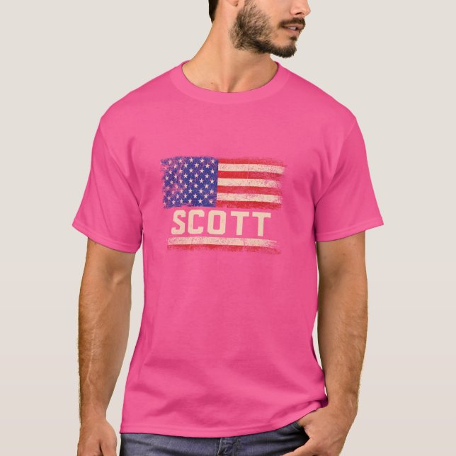 T-shirt Scott Nom Chemise Scott Nom drapeau américain (Devant)