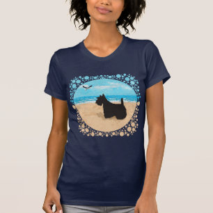 T-shirt Scottie à la plage avec mouette