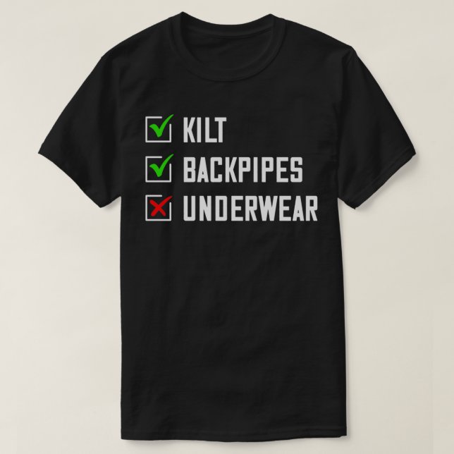 T-shirt Scottish Checlist Kilts Bagpipes Sous-vêtements Po (Design devant)