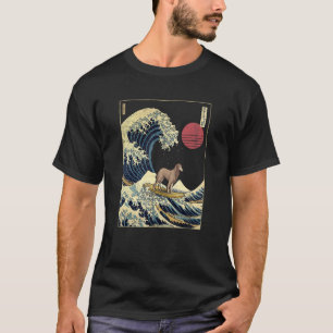 T-shirt Scottish Deerhound Japonais Kanagawa Wave Funny Su