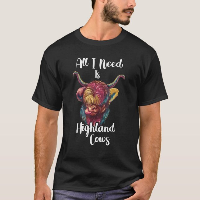 T-shirt Scottish Highland Cow Scotland  Highlander Cattle (Devant)