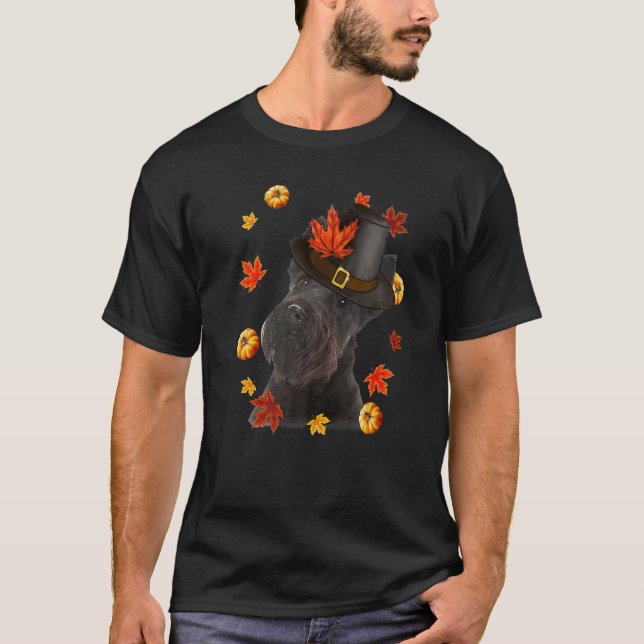 T-shirt Scottish Terrier Dog Pilgrim Hat Fall Happy (Devant)