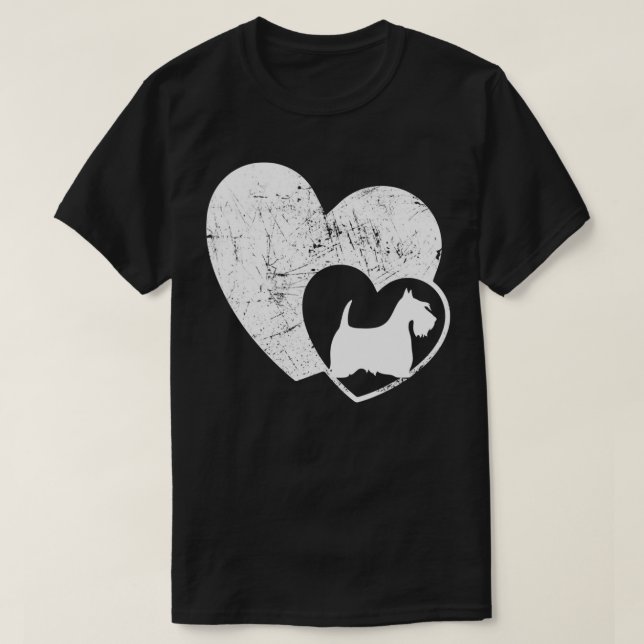 T-shirt Scottish Terrier Heart Dog  (Design devant)