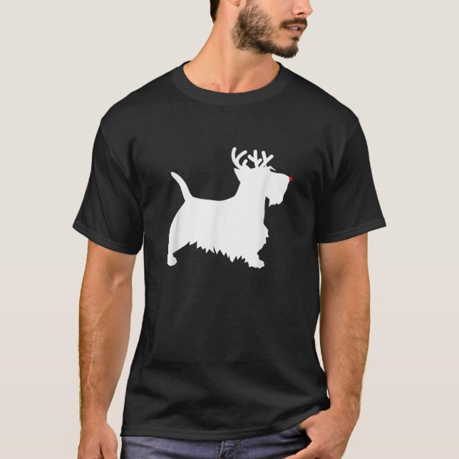 T-shirt Scottish Terrier Reindeer Christmas Dog Scottie  (Devant)