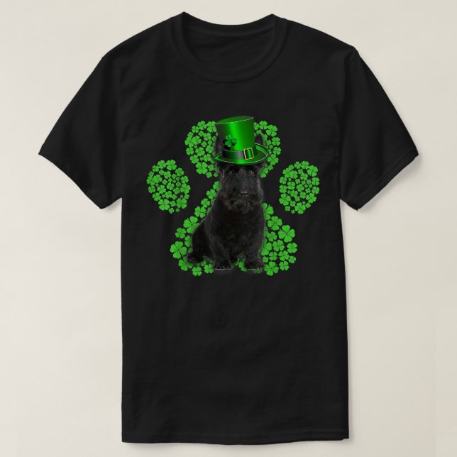 T-shirt Scottish Terrier Shamrock Paw Clovers St Patrick (Design devant)