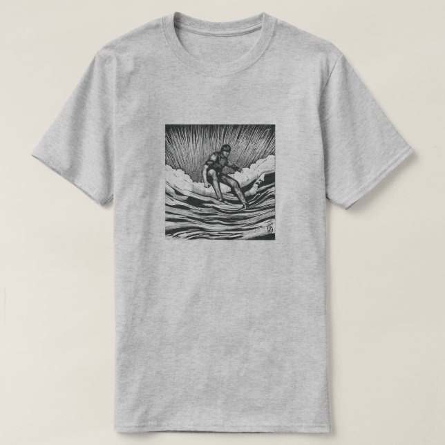 T-shirt Scratchboard Graphic Surfer (Design devant)