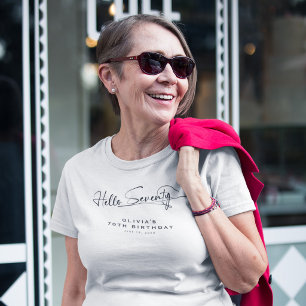 T-shirt Script Bonjour Soixante-dix Minimaliste 70e Annive