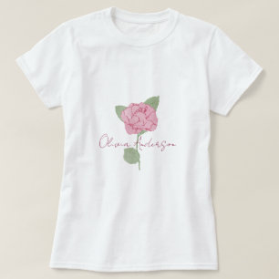 T-shirt Script d'aquarelle Rose de nom personnalisé