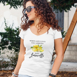 T-shirt Script de brosse moderne Limoncello Lemons V-Neck
