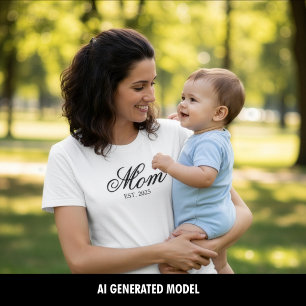T-shirt Script de l'année d'établissement de maman personn