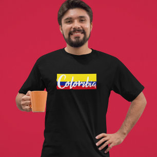 T-shirt Script de lettrage du drapeau de la Colombie vinta