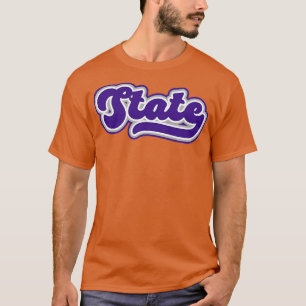 T-shirt Script d'état rétro Kansas Purple Fière