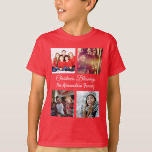 T-shirt Script moderne 4 Collage photo Noël de famille