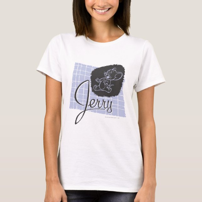 T-shirt Script noir et bleu Jerry (Devant)