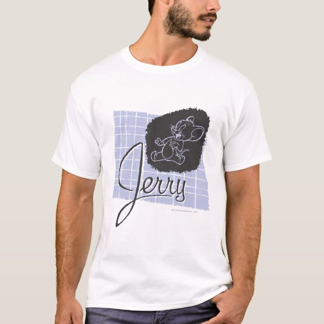 T-shirt Script noir et bleu Jerry (Devant)