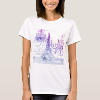 T-shirt scripts chandelier violet tour eiffel paris