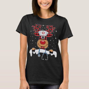 T-shirt Scrub de Noël Top Reindeer Scrubs Gants en caoutch