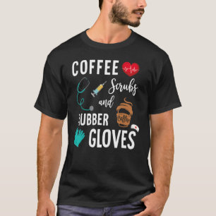 T-shirt Scrubs De Café Et Gants En Caoutchouc Médicale Nur