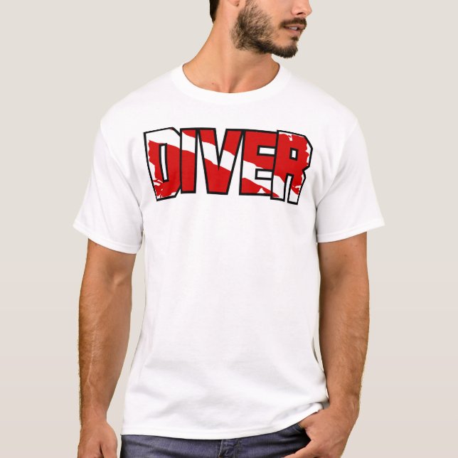 T-shirt Scuba Diver Down Flag Weathered (Devant)